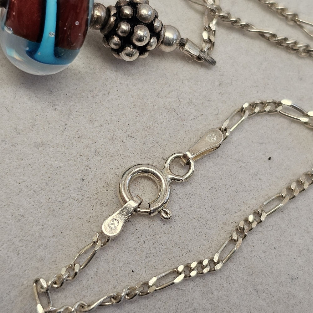 SET! Blown Glass Necklace with 925 Silver Cuff and 925 Ring Size 7 - Picture 10 of 16